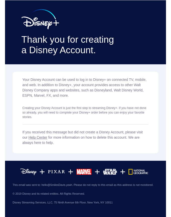 Disney email layout
