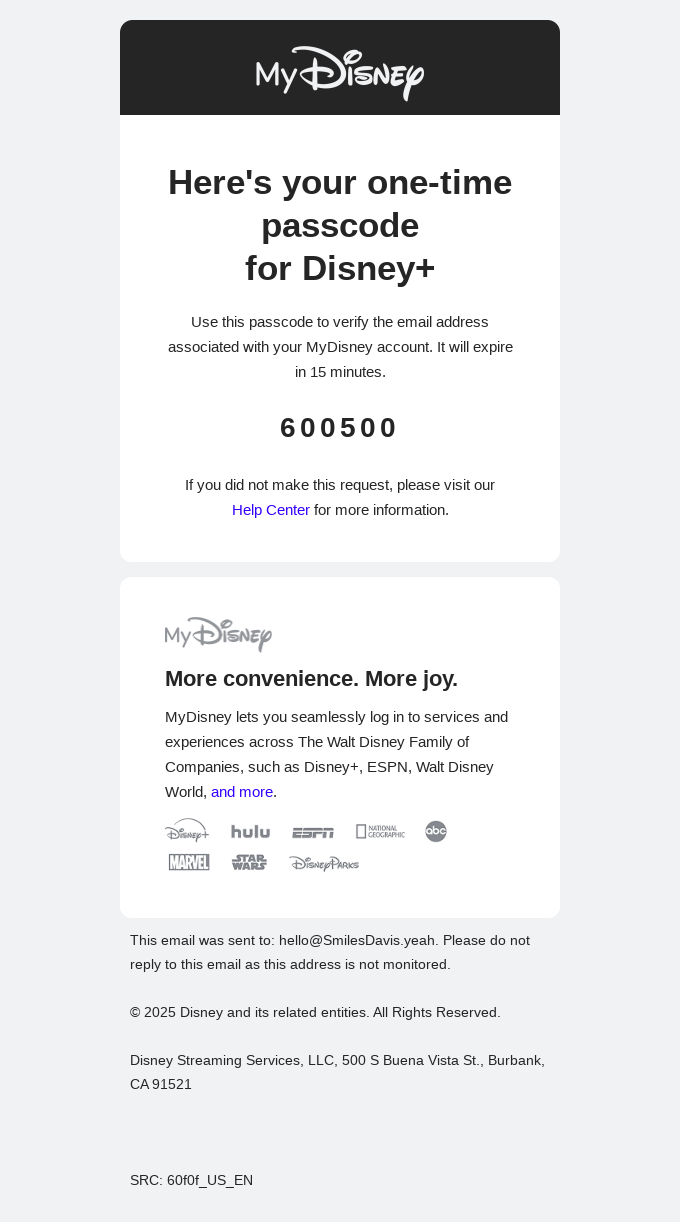 Disney email layout